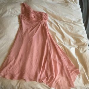 David’s Bridal One Shoulder Pink Dress